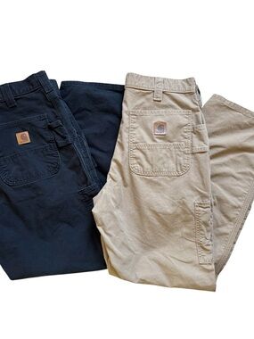 Carhartt B151 Pants Mens 33x32 Loose Fit Workwear Black Khaki 2 Pack